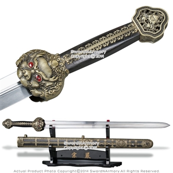 Qing Dynasty Qian Long Dragon Sword Handmade Chinese Emperor Jian Sharp Edge