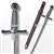 Medieval Fencing Carbon Steel Knightly Dagger w/ Wire Handle / Leather Scabbard