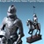 Medieval Crusader Knight Warhorse Statue Figurine Display