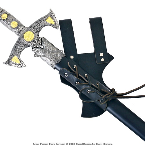 Brown Faux Leather Sword Frog Pirate Cutlass Belt Hanger 