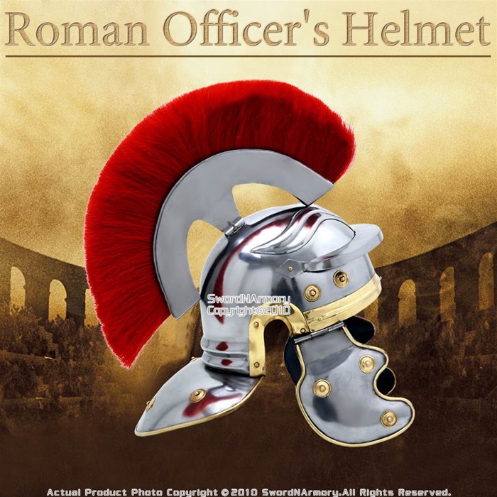 Roman Centurion Officer Helmet with Red Plume Armor SCA Replica Medieval Knight 