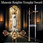 Masonic Knights Templar Sword Freemasonry Gold Fitting Red Cross Guard 27" Blade