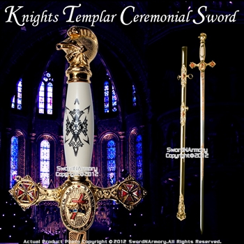 Knights Templar Freemason Masonic Ceremonial Sword Gold Regalia 31" Blade