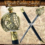 Mermaid Pirate Cutlass Sword w/ Basket Guard & Sheath