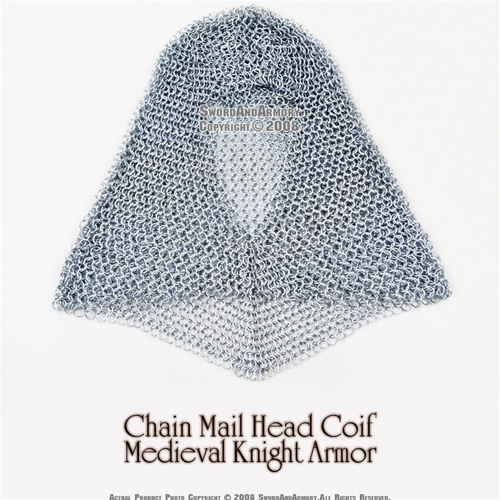 Steel helmet New Chain Mail Coif Medieval Knight Armor 8mm Butted Rings Helm
