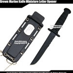 Black Small Marine Combat Knife Replica Letter Opener Dagger Serrated w/ Sheath