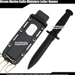 Fixed Blade Marine Combat Knife Miniature Letter Opener with Chain & Sheath BK