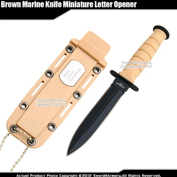 Fixed Blade Marine Combat Knife Miniature Letter Opener with Chain & Sheath DZ
