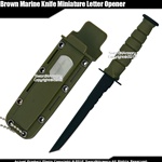 Green Marine Knife Miniature Letter Opener Serrated Replica With Name Plate