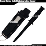 Black Marine Knife Miniature Letter Opener Serrated Replica With Name Plate