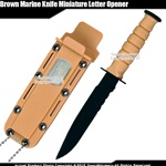 Brown Marine Knife Miniature Letter Opener Serrated Replica Drop Point