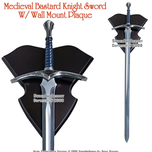 47" Knights of Templar Sword w/ Wall Mount Plaque 