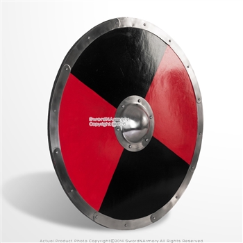 30" Functional Viking Norse Wooden Large Round Shield with Steel Boss LARP SCA