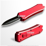 Mini OTF Pocket Knife Letter Opener 1.98" Black Blade with Red Handle