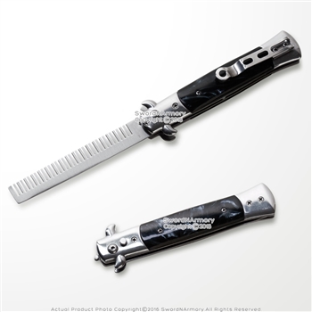Automatic Push Button Pocket Folding Comb Switchblade Knife Looking Hair Brush