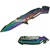 8" Titanium Coat Finish Assisted Opening Knife Full Metal Dragon Engraved Handle