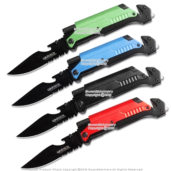 5 in 1 Multi Function Spring Assisted Opening Knife / Flash Light / Fire Starter