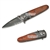 Spring Assisted Open Pocket Folding Knife w/ Wooden Grip Half Serrated Blade