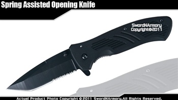 Blacked Out Assisted Opening Tanto Point Folder Knife