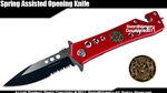 Assisted Opening Rescue Knife Fire Fighter Red Serrated