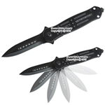 8.5" Black Assisted Knife w/ Full Metal Handle Nitro Coated Blade Glass Breaker