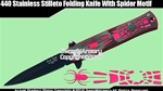 Stilleto Spring Assisted Knife Pocket Folder w/ Spider Motif