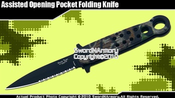 Camouflage Spring Assisted Opening Knife Pocket Folder