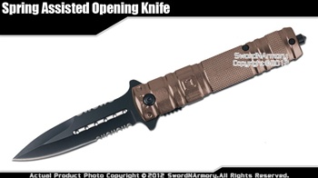Stiletto Tactical Assisted Opening Folding Pocket Knife with Glass Breaker CP