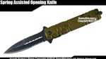 Green Stiletto Tactical Assisted Opening Folding Pocket Knife with Glass Breaker
