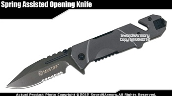 Mastiff Rescue Folding Assiste Opening Tactical Knife 7CR17MOV Steel Belt Cutter