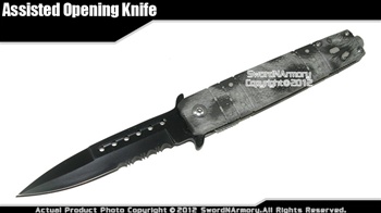Stiletto Style Spring Assisted Opening Folder Pocket Folding Knife Steel Punch
