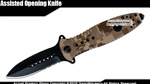 Assisted Opening Serrated Combat Tactical Folding Knife Steel Punch Desert Camo