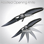 Black Feather Knife Spring Assisted Opening Folder w/ Rope Cutter Eagle Emblem