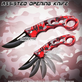 Spring Assisted Opening Pocket Folder Tactical Karambit Knife Two Tone Handle RD