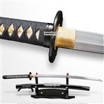 Musashi DH T10 Steel Choji Hamon Handmade Samurai Katana Sword Bamboo Tsuba