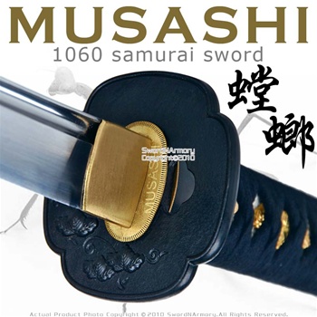 Handmade Musashi 1060 Katana Samurai Sword Mantis Black