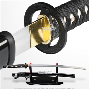 Handmade Black 1045 Steel Through Hardened Katana Samurai Cutting Sword Sharp