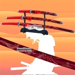 4 PCS Red Classic Dragon Japanese Samurai Sword Set