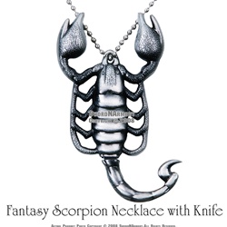 Fantasy Scorpion Necklace with Knife & 30" Chain (New)
