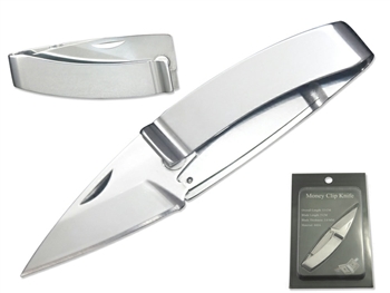 5" 440A Stainless Steel Money Clip Pocket Folding Knife Frame Lock Chrome Finish