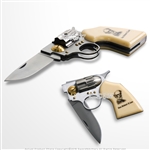 7.5" Gen Robert E. Lee Memorial Revolver Shape Fantasy Folding Knife w/ Gift Box