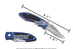 Blue Liner Lock Pocket Folder Knife With Serrated Blade