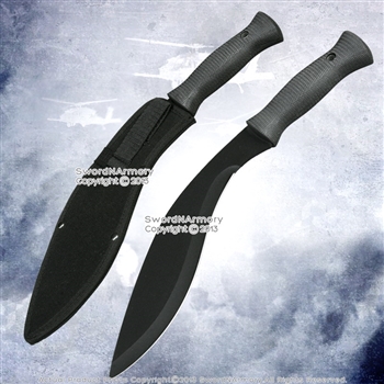 15" Kukri Zombie Hunting Knife with Rubber Grip Nylon Sheath Khukuri Kukris