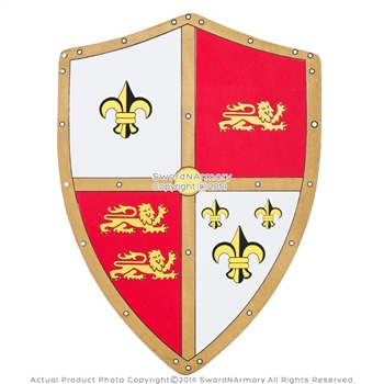 Medieval Royal Crusader Knight Foam Shield w Lion Fleur De Lis Coat Of Arms LARP