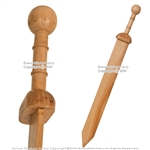 27" Wooden Roman Gladius Gladiator Sword with Round Pommel Cosplay