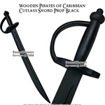 Wooden Pirates of Caribbean Cutlass Sword  Prop Black