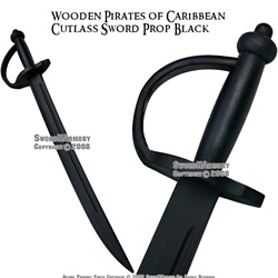Wooden Pirates of Caribbean Cutlass Sword  Prop Black
