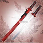 29" Red Wooden Samurai Katana Sword w/ Scabbard Cosplay Video Game Weapons