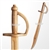 30" Solid Wood Natural Color Practice Pirate Sword w/ Pirate Logo Caribbean