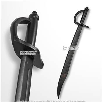 Black 30" Solid Wooden Pirate Cutlass Medieval Scimitar Sword with Grooves